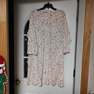 New Celestial Dreams Light Peach Flowered Button Down Nightgown Women's 2X